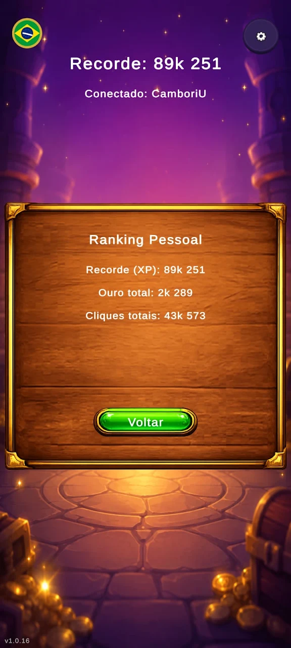 Ranking pessoal do XP Button